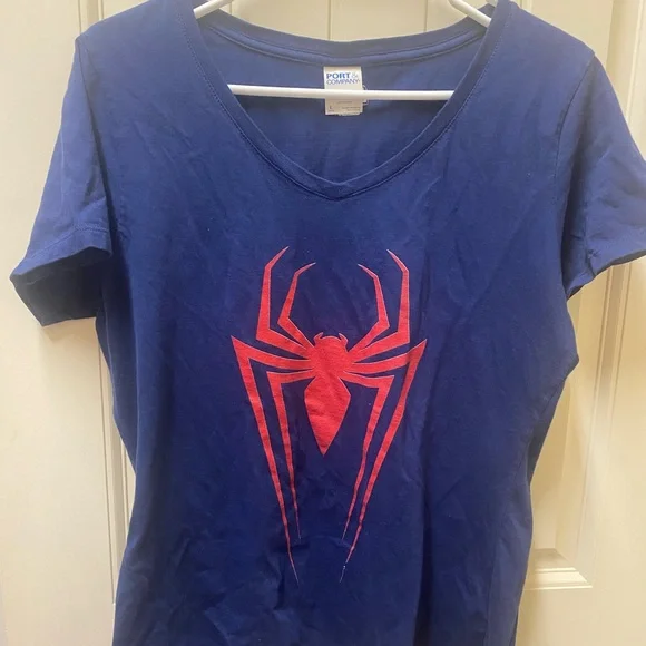 🕷️Marvel Spiderman-Size L-V neck-Navy - Picture 1 of 4